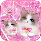 Pink Cute Kitty Crystal Bubble Theme icône