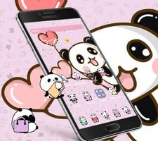 Pink cartoon Cute Panda Wallpaper ポスター