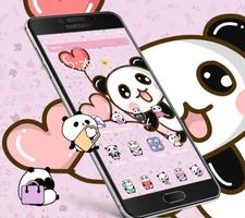 Pink cartoon Cute Panda Wallpaper постер