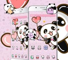 Pink cartoon Cute Panda Wallpaper 스크린샷 1