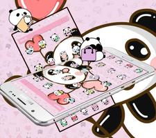 Pink cartoon Cute Panda Wallpaper 스크린샷 2