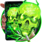 Green Smoking Skull Theme أيقونة