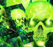 Green Smoking Skull Theme Affiche