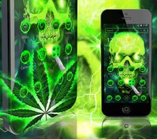 Green Smoking Skull Theme تصوير الشاشة 1