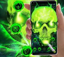 Green Smoking Skull Theme تصوير الشاشة 2