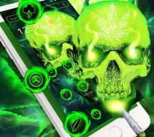 Green Smoking Skull Theme تصوير الشاشة 3