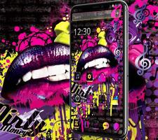 Graffiti Hot Lips Theme Affiche