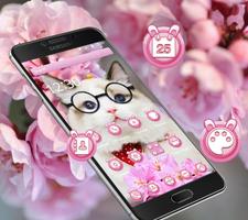 Pink cherry blossom cute cat theme 海報