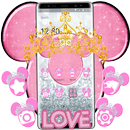 Princess Cute minny pink Bow Silver Diamond Theme APK