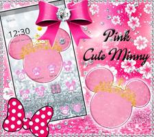 Princess Cute minny pink Bow Silver Diamond Theme الملصق