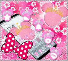Princess Cute minny pink Bow Silver Diamond Theme تصوير الشاشة 3