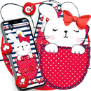 Red Cute Cartoon Bunny Bowknot Theme APK