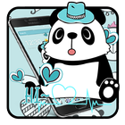 Blue Cute Panda Theme Mobile Wallpaper आइकन