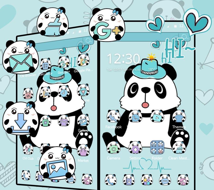 Android 用の ブルーかわいいパンダのテーマ携帯電話のテーマ かわいいパンダの壁紙 Apk をダウンロード