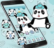 Blue Cute Panda Theme Mobile Wallpaper โปสเตอร์