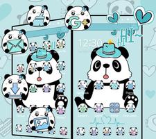 Blue Cute Panda Theme Mobile Wallpaper ภาพหน้าจอ 1