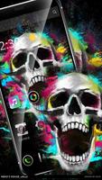 Colorful Graffiti Bloom Skull Theme Affiche
