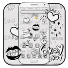 Black and white graffiti theme wallpaper-icoon