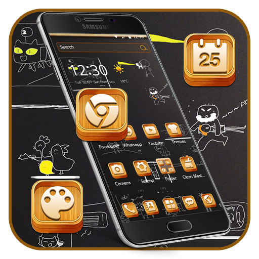 Black graffiti theme wallpaper Wood Icon