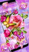 Glossy Sparkling Flower Butterfly Theme Affiche