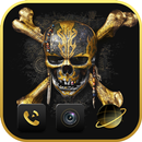 Golden Vintage Metal Skull Theme APK