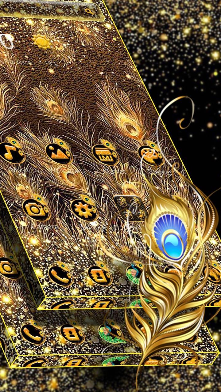 Glitter Gold Peacock Feather Theme APK pour Android Télécharger Glitter Gold Peacock Feather Theme APK pour Android Télécharger