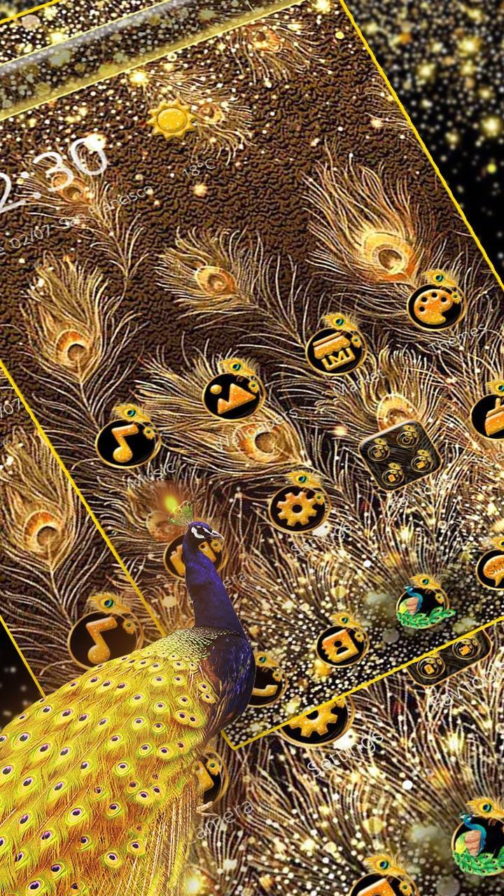Glitter Gold Peacock Feather Theme APK pour Android Télécharger Glitter Gold Peacock Feather Theme APK pour Android Télécharger