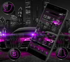 Dark Purple Black Car Launcher Theme-poster