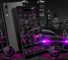 Dark Purple Black Car Launcher Theme Ekran Görüntüsü 1