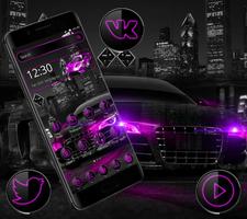 Dark Purple Black Car Launcher Theme Ekran Görüntüsü 2