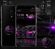 Dark Purple Black Car Launcher Theme Ekran Görüntüsü 3