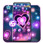 Colorful Neon Lustrous Heart Theme ikon