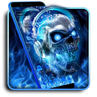 Blue Flaming Skull Theme أيقونة