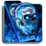 Blue Flaming Skull Theme أيقونة