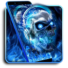 Blue Flaming Skull Theme icono