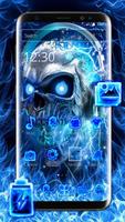 Blue Flaming Skull Theme Poster