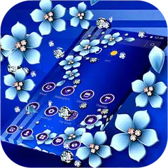 Blue Flower Glitter Diamond Business Theme Icon