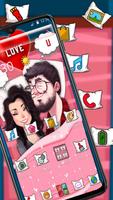 Cartoon Romantic Couple Launcher Theme capture d'écran 2