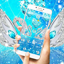 Diamond Blue Silver Swan Theme APK