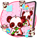 Cute Pink Black Cartoon Panda Launcher Theme 🐼 APK