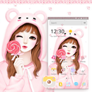 Pink Lovely Girl Sweet Bear Theme-APK