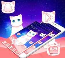 Cute Pink Cat Galaxy Launcher Theme 😻 screenshot 1