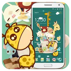 download Tema di icona carino verde giraffa cartone animato APK