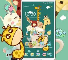 برنامه‌نما Green Cartoon Giraffe Wallpaper Cute Icon Theme عکس از صفحه