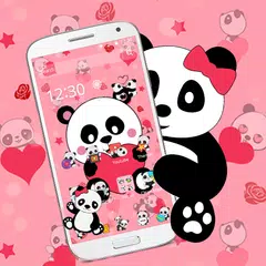 Скачать Розовое сердце Panda Love Theme🐼 APK