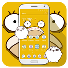 Mata besar kuning bigmouth bebek tema kartun lucu ikon