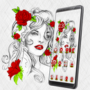 美しい少女ローズタトゥーテーマ APK