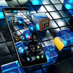 download Icona 3D Black Blue Cube Business Theme APK