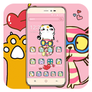Pink cartoon cat cute icon theme APK