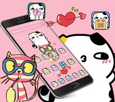 Poster Pink cartoon cat cute icon theme